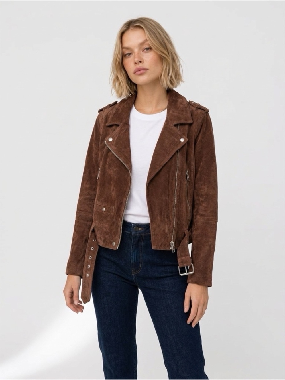 Blank NYC Brown Suede Moto Jacket